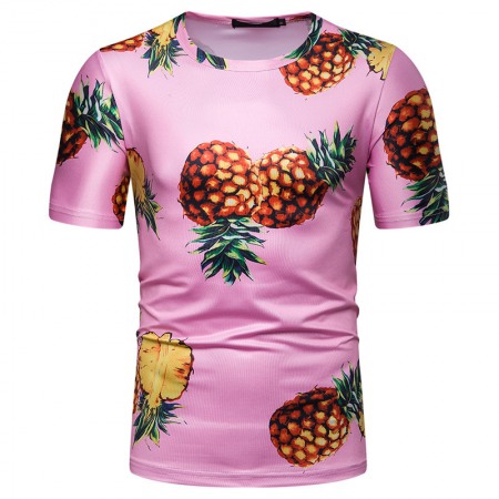 New Summer Men's Fashion Pineapple Print Short-Sleeved T-Shirt