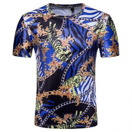 Men's 3D Short-Sleeved T-Shirt Printing Chain Shirts